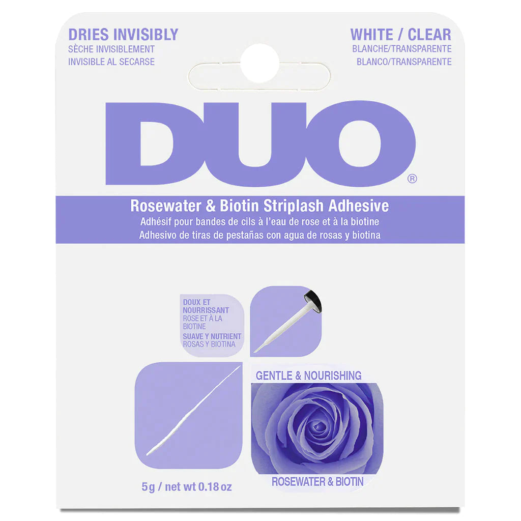 DUO Rosewater & Biotin Strip Lash Adhesive White/Clear - cheerscosmetics